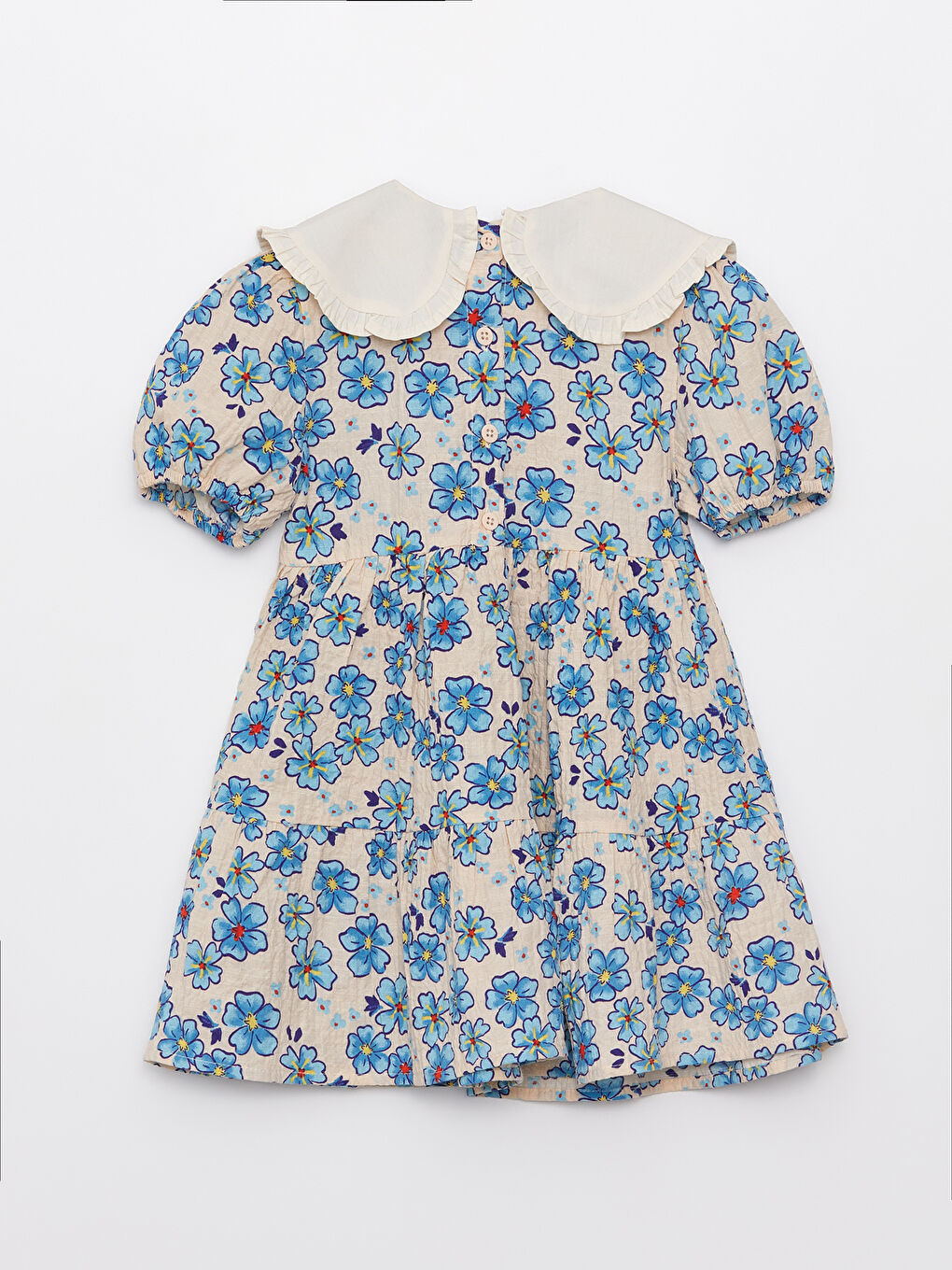 Bebe Collar Short Sleeve Patterned Baby Girl Dress -S3FR41Z1-LRA