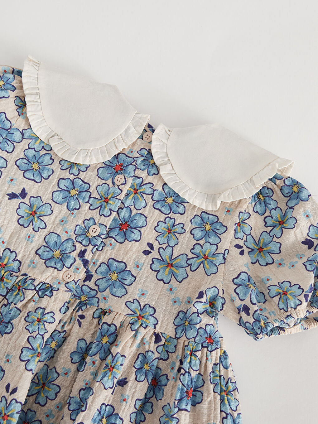 Bebe Collar Short Sleeve Patterned Baby Girl Dress -S3FR41Z1-LRA