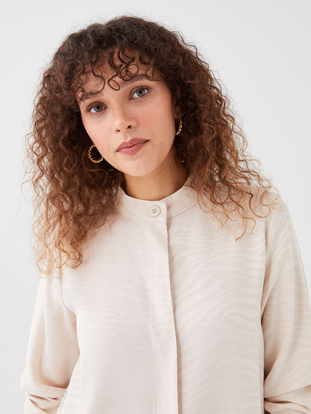 Funnel Neck Patterned Women's Tunic-2