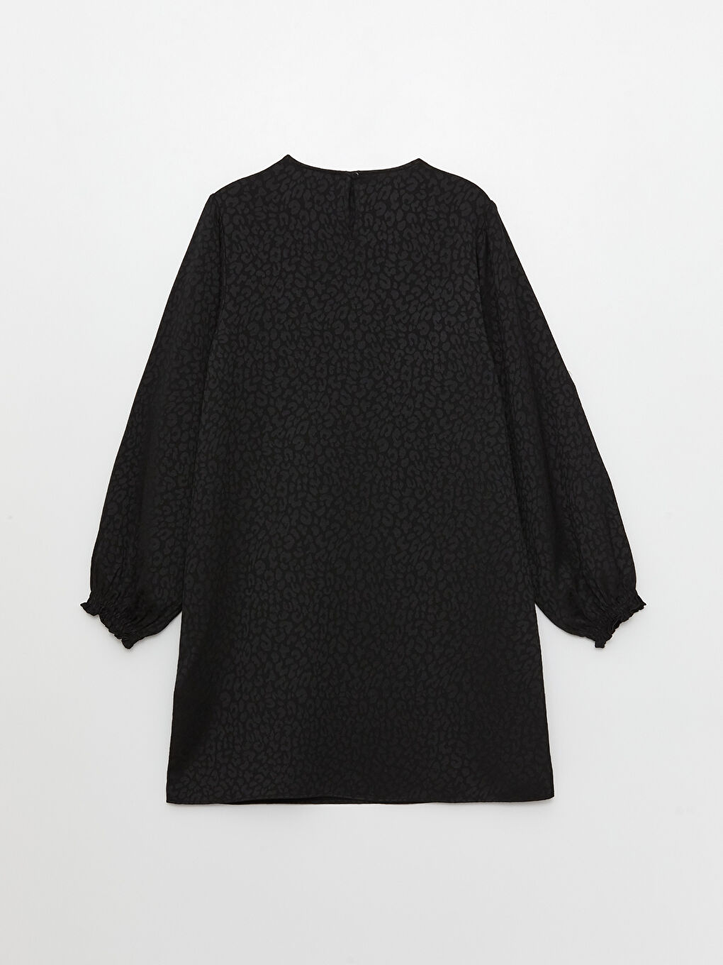 Siyah Bisiklet Yaka Desenli Uzun Kollu Saten Kadın Tunik-6