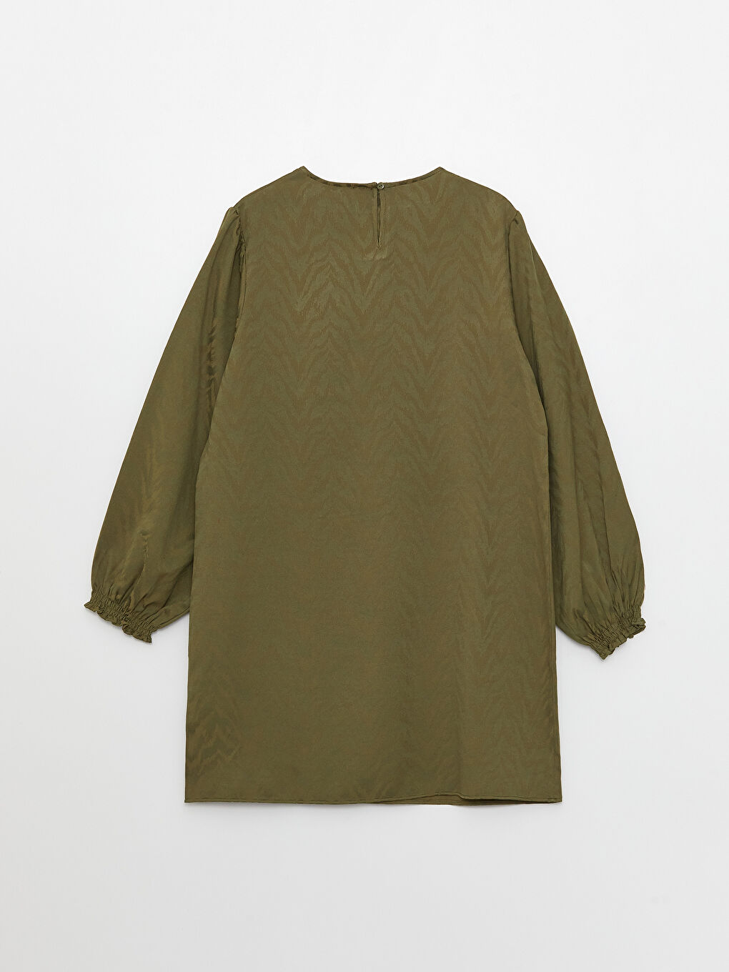 Haki Bisiklet Yaka Desenli Uzun Kollu Saten Kadın Tunik-6