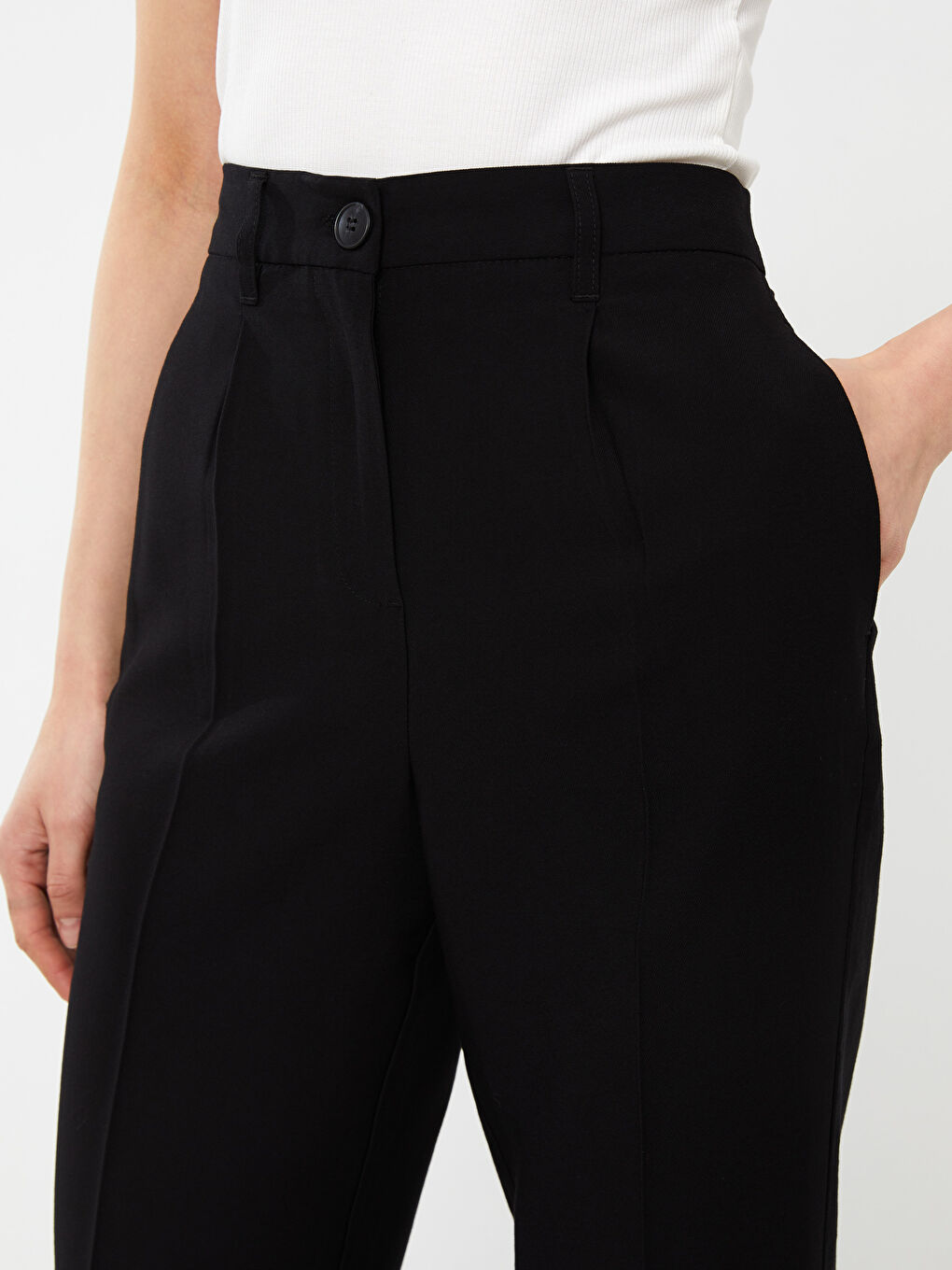 High Waist Comfortable Fit Straight Viscose Women's Trousers-1
