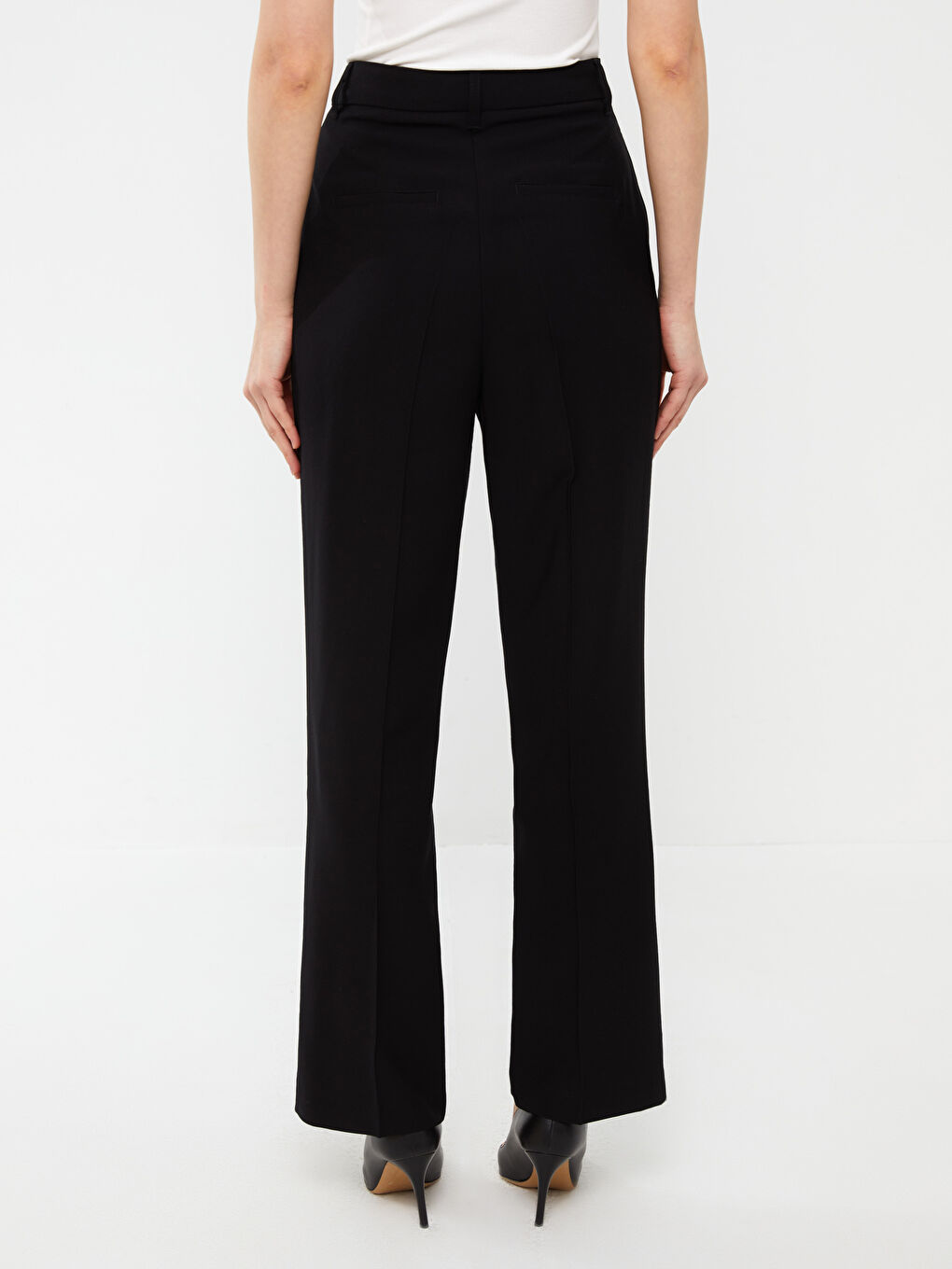 High Waist Comfortable Fit Straight Viscose Women's Trousers-3