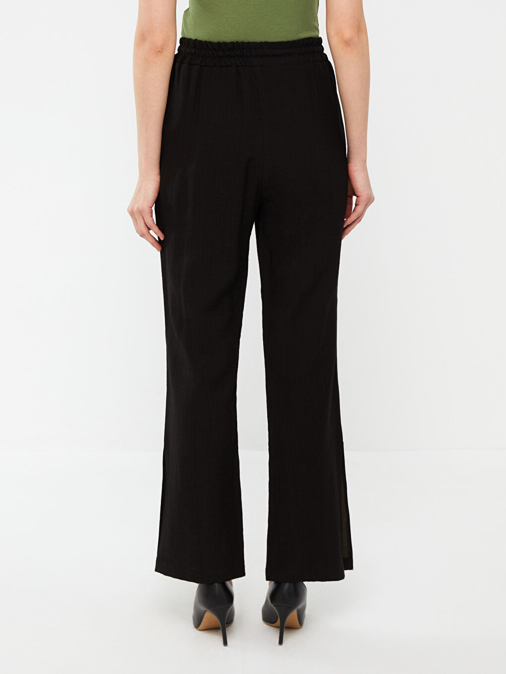 әйелдерге арналған серпімді белдік еркін пішім шалбар-3