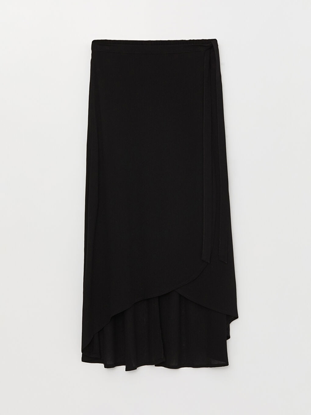 Siyah Beli Lastikli Düz Krinkle Kadın Etek-5