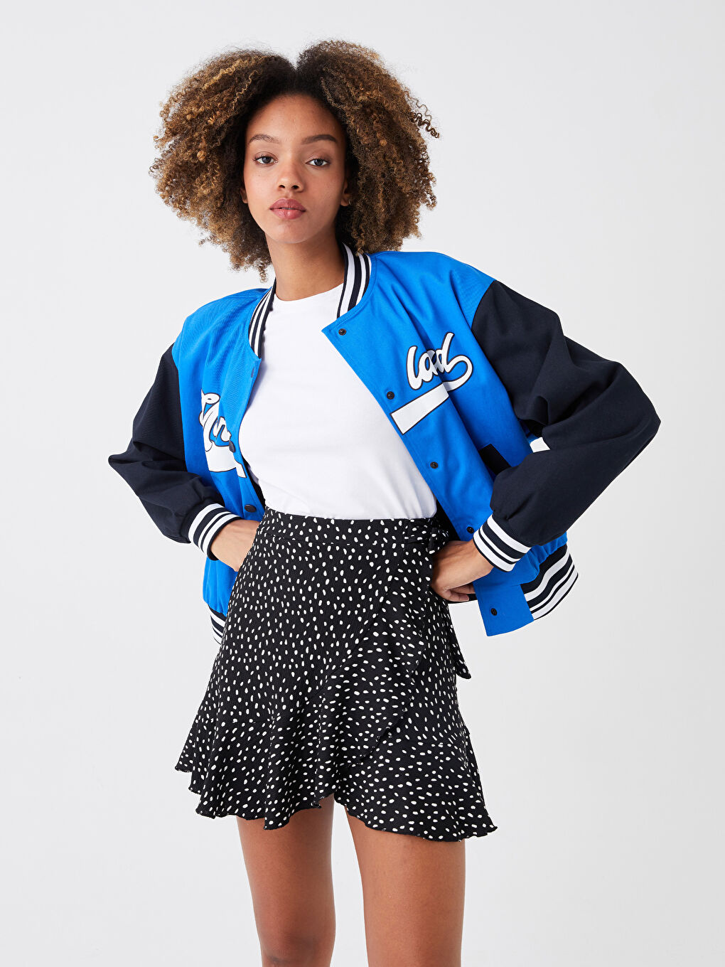 Siyah Beli Lastikli Desenli Kadın Etek