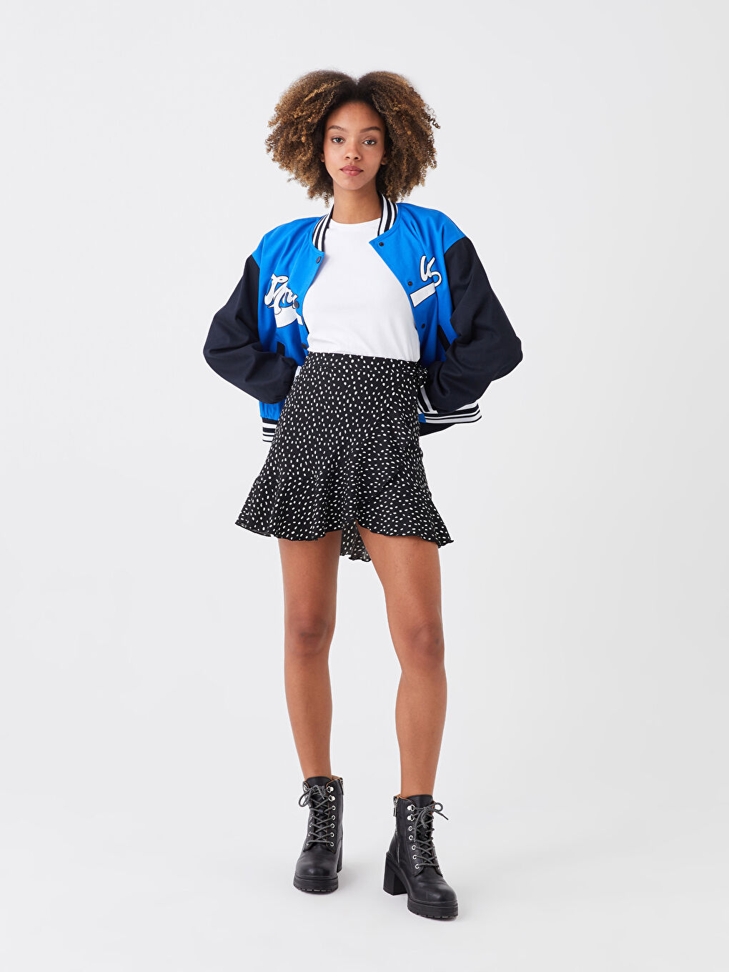 Siyah Beli Lastikli Desenli Kadın Etek-4