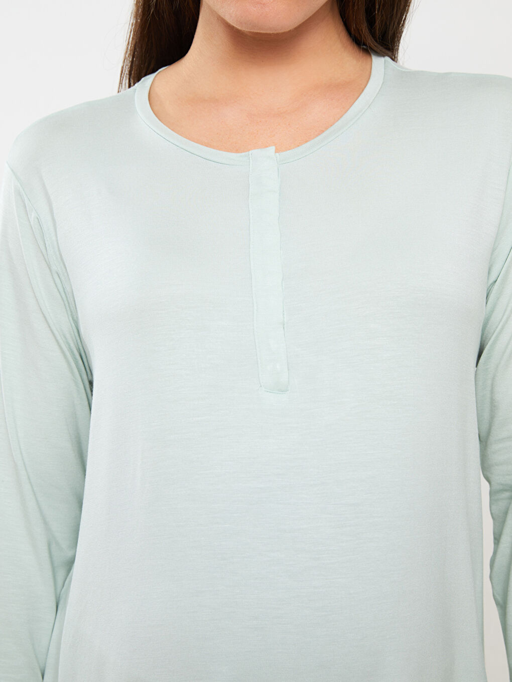 Crew Neck Plain Long Sleeve Maternity Pyjama Set-3