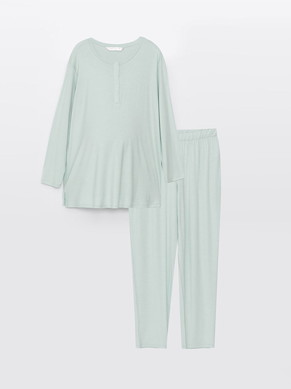 Crew Neck Plain Long Sleeve Maternity Pyjama Set-5