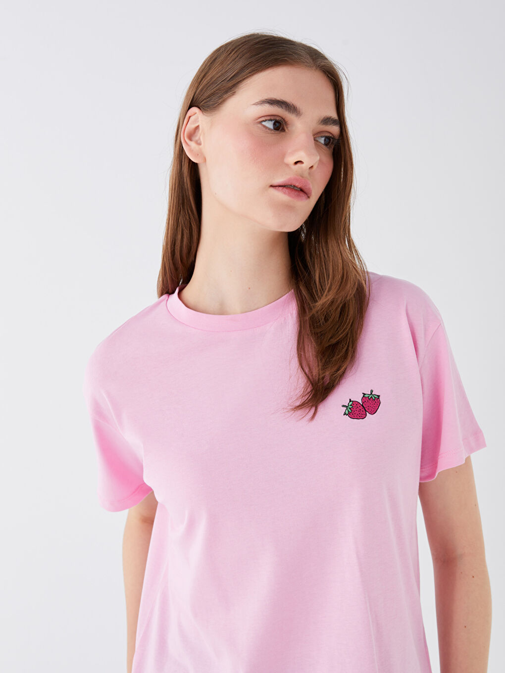 Crew Neck Embroidered Short Sleeve Women's T-Shirt