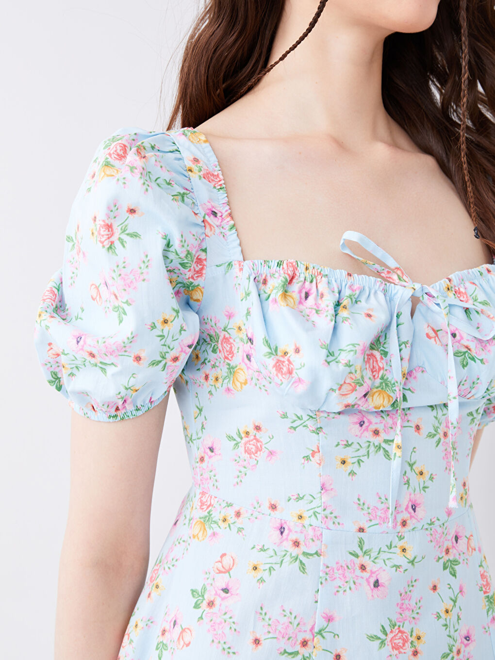 XSIDE Women's Square Collar Floral Short Sleeve Dress -S3FS04Z8-JUL