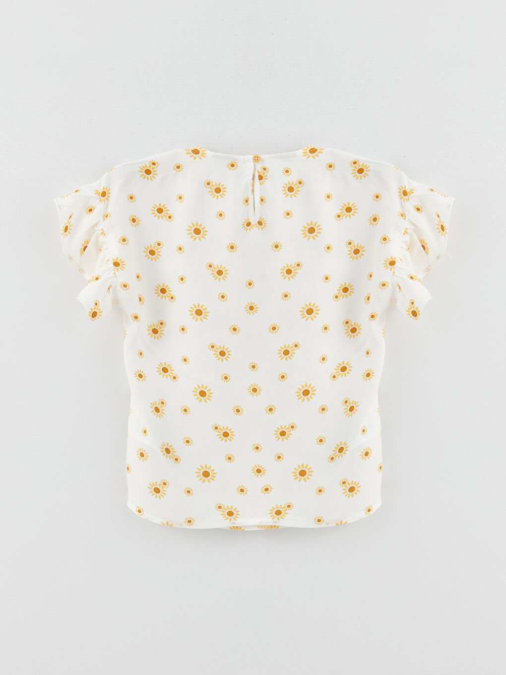 Crew Neck Patterned Short Sleeve Girls' Blouse-1