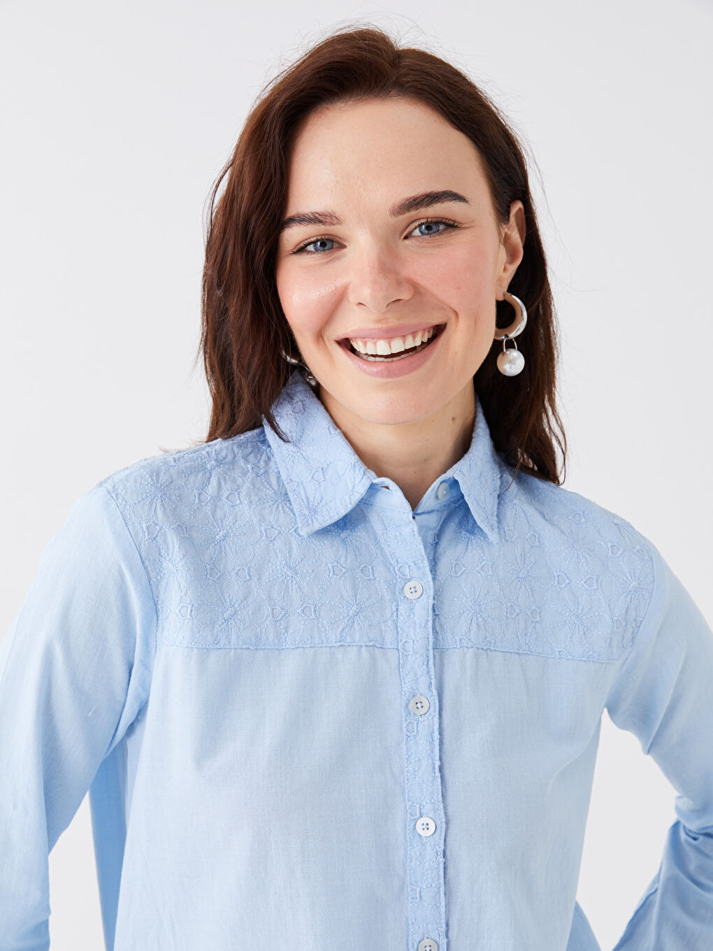 LCW Grace Embroidered Long Sleeve Women's Shirt -S3FS17Z8-V2Y
