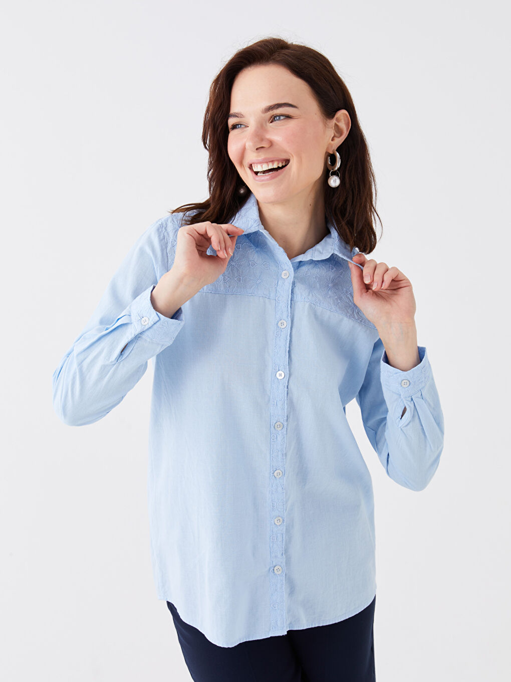 LCW Grace Embroidered Long Sleeve Women's Shirt -S3FS17Z8-V2Y