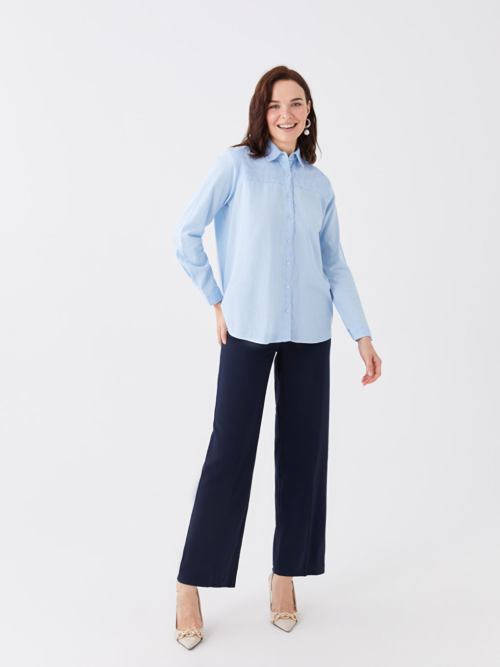 LCW Grace Embroidered Long Sleeve Women's Shirt -S3FS17Z8-V2Y