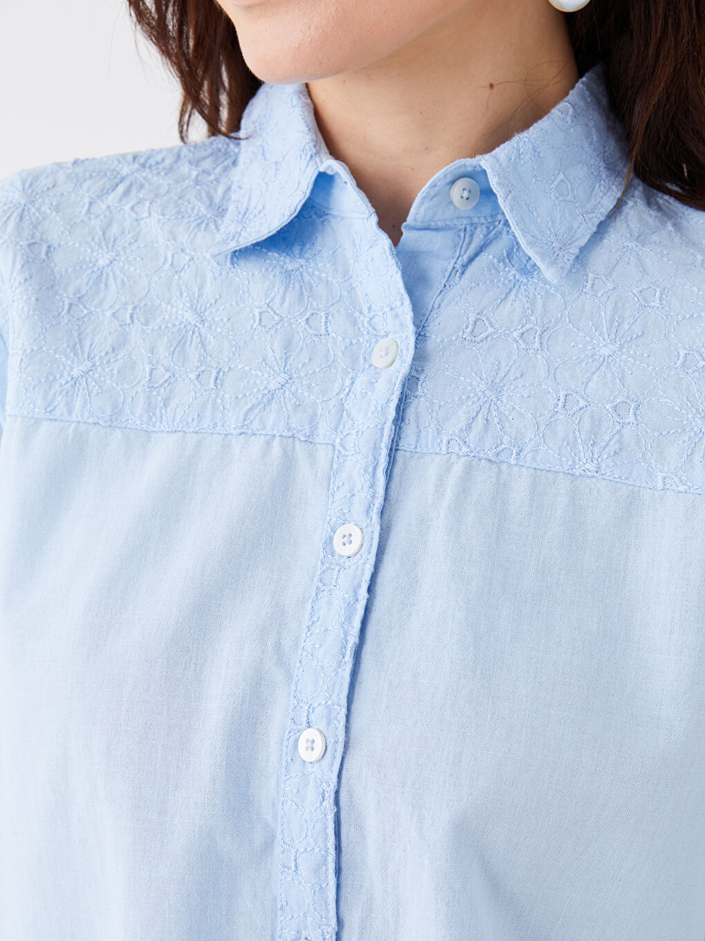 LCW Grace Embroidered Long Sleeve Women's Shirt -S3FS17Z8-V2Y