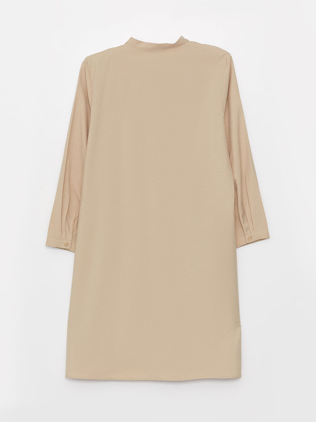 Bej Hakim Yaka Düz Uzun Kollu Kadın Tunik-6