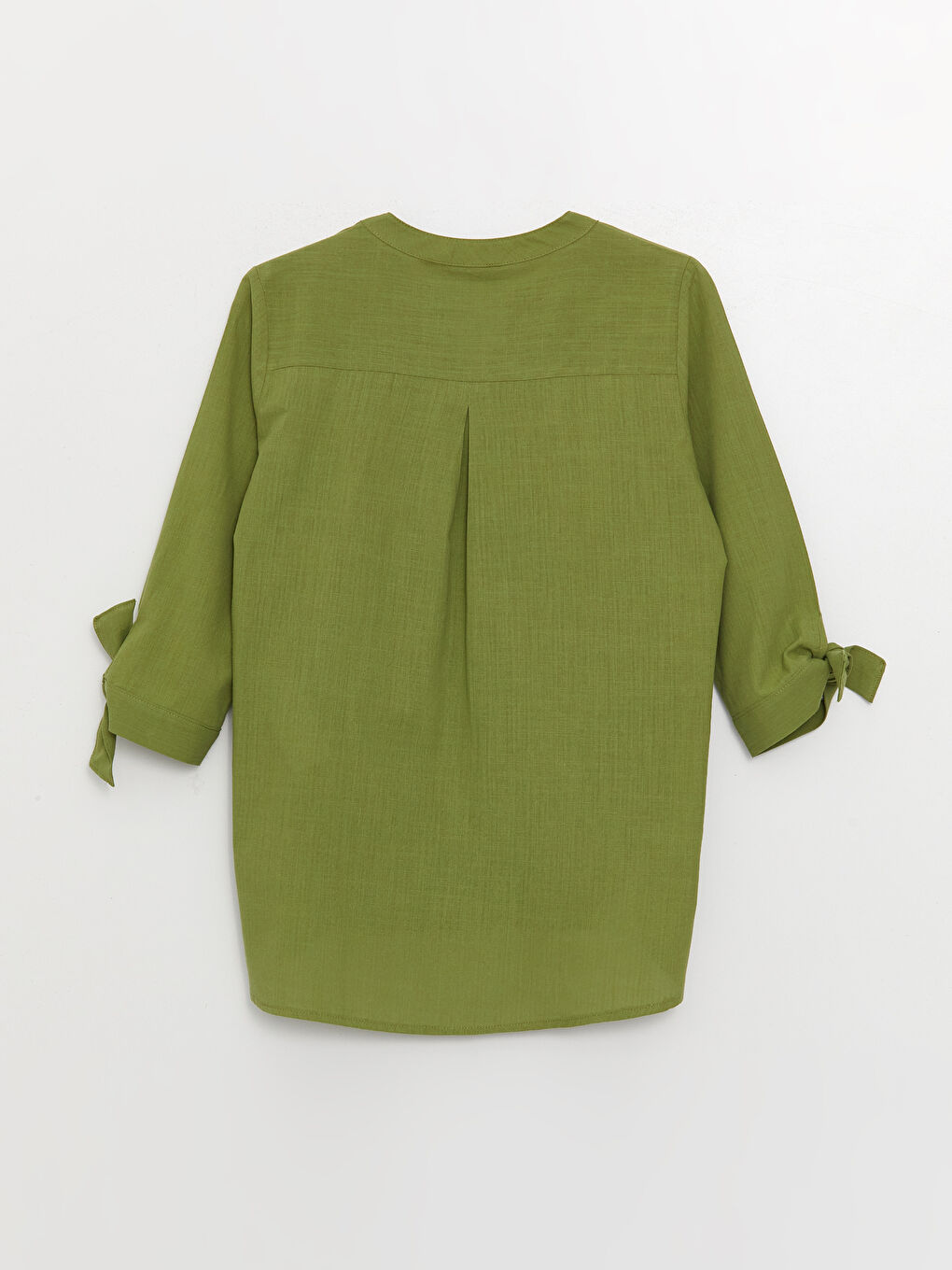 Yeşil Kadın Kaçık Yaka Düz Gömlek-6