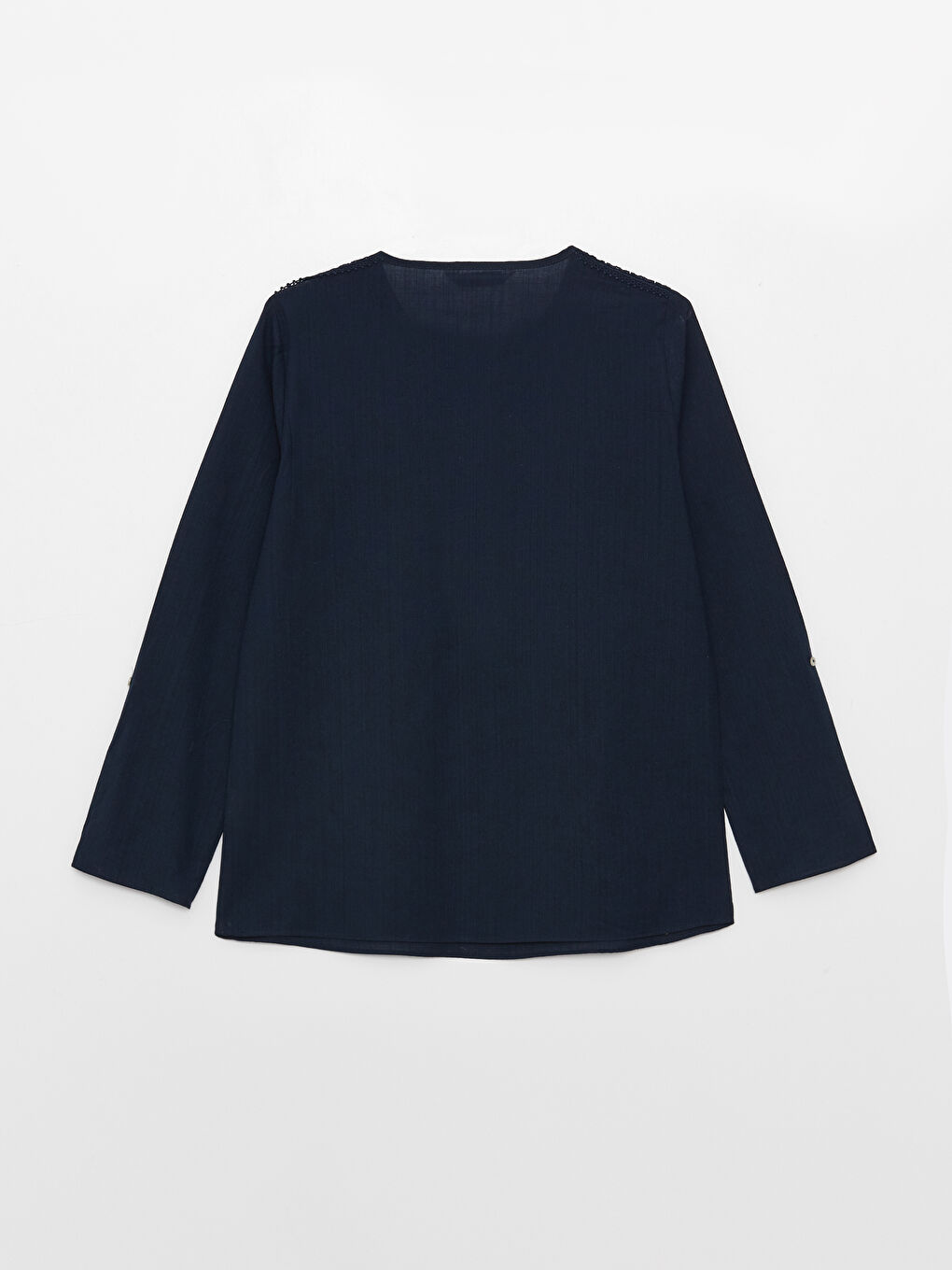 Blouse pour Femmes en Popeline à Manches Longues avec Détails en Dentelle et Encolure Henley-6