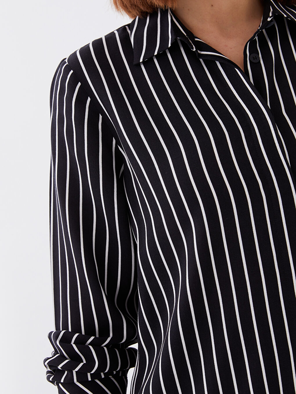 Striped Long Sleeve Poplin Women's Shirt Tunic-3