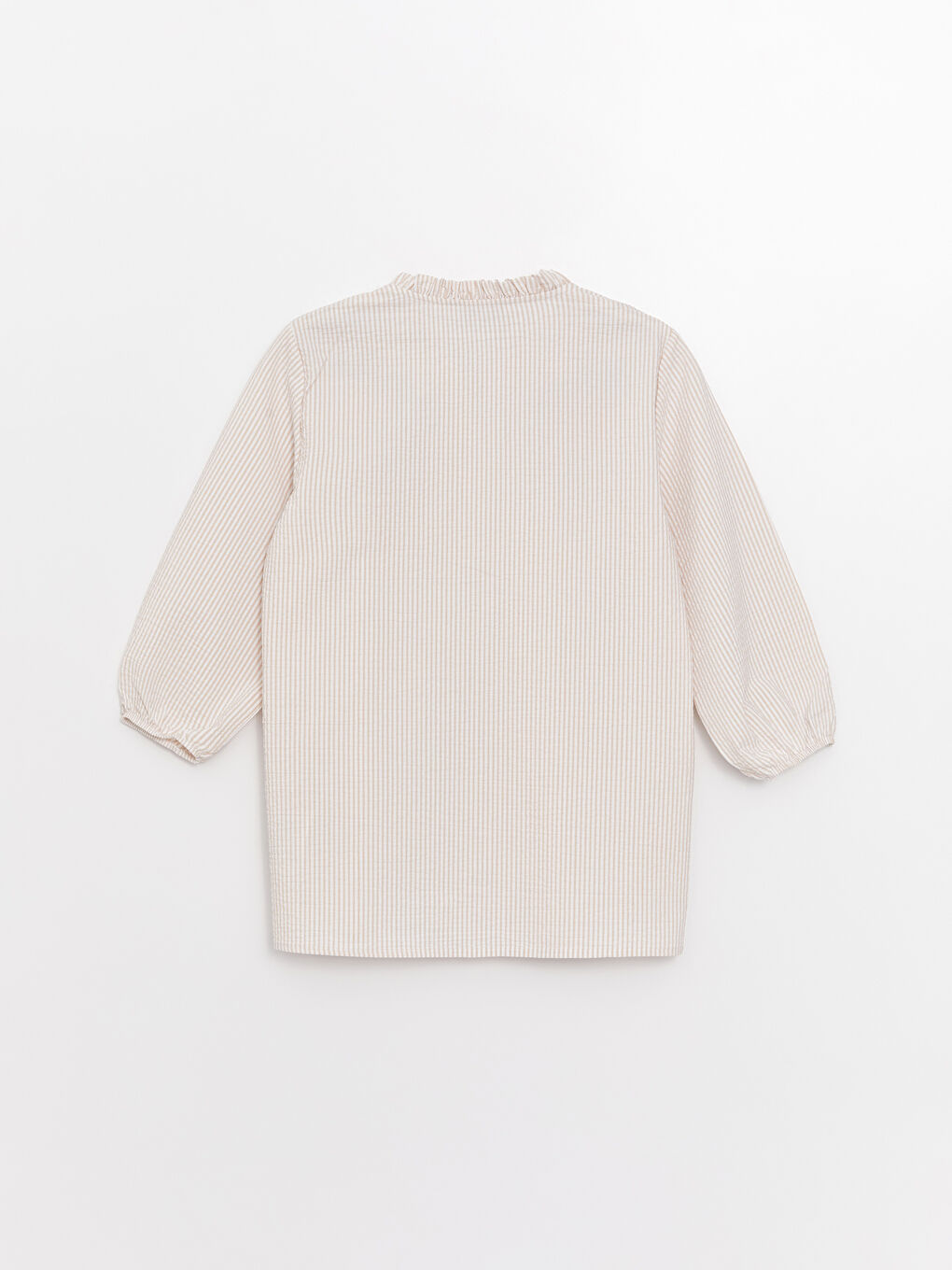 Bej Kaçık Yaka Çizgili Kadın Bluz-6