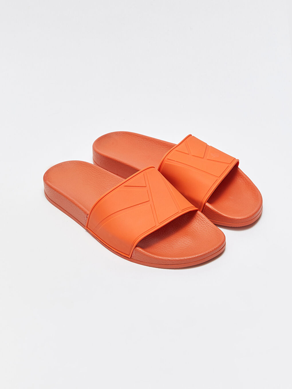 Turuncu Kendinden Desenli Tek Bantlı Erkek Terlik