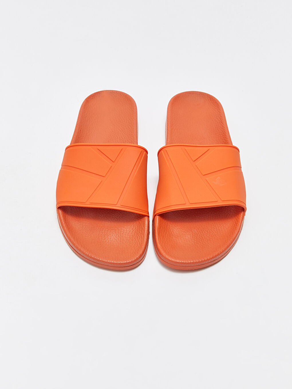 Turuncu Kendinden Desenli Tek Bantlı Erkek Terlik-2