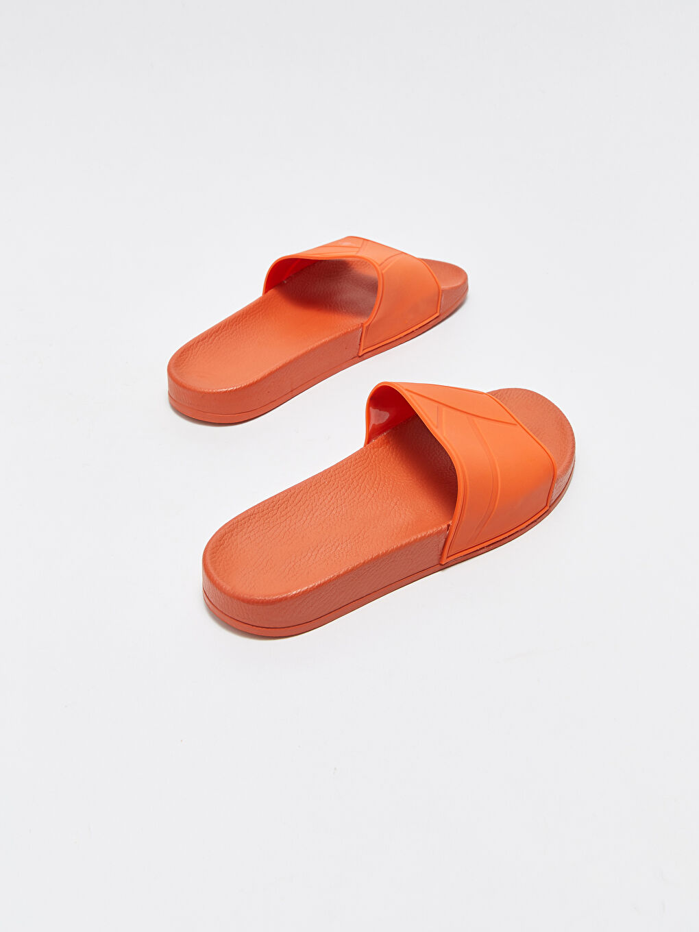 Turuncu Kendinden Desenli Tek Bantlı Erkek Terlik-4