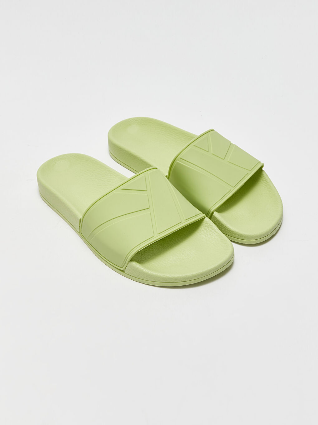 Yeşil Kendinden Desenli Tek Bantlı Erkek Terlik