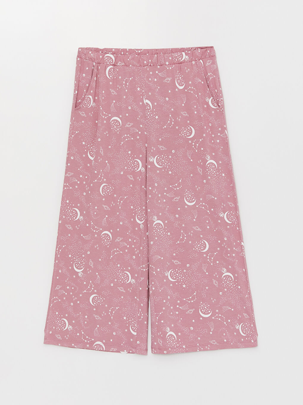 Pembe V Yaka Desenli Kadın Kaprili Pijama Takımı-6