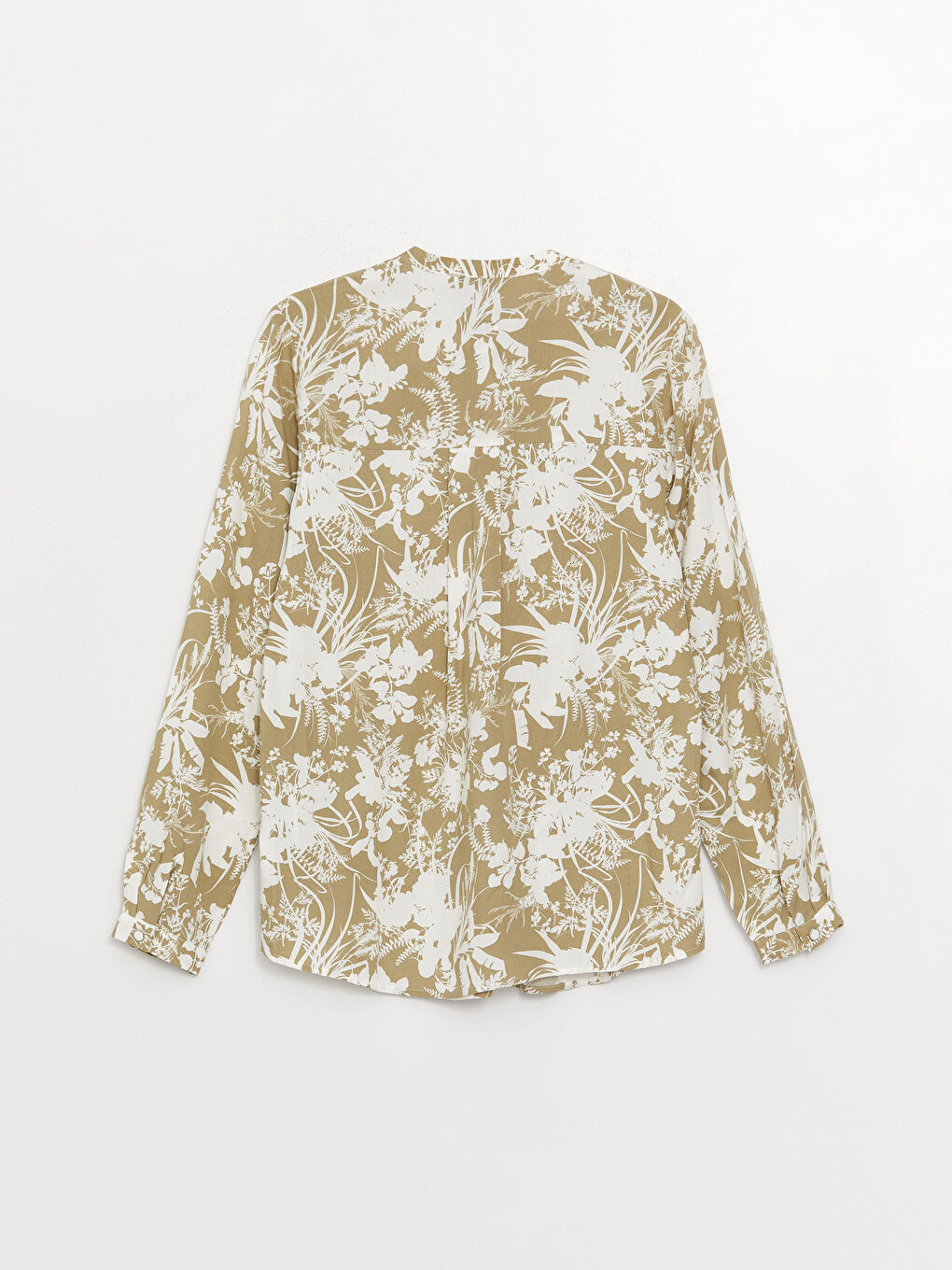 Yeşil Bağlamalı Yaka Desenli Uzun Kollu Kadın Bluz-6