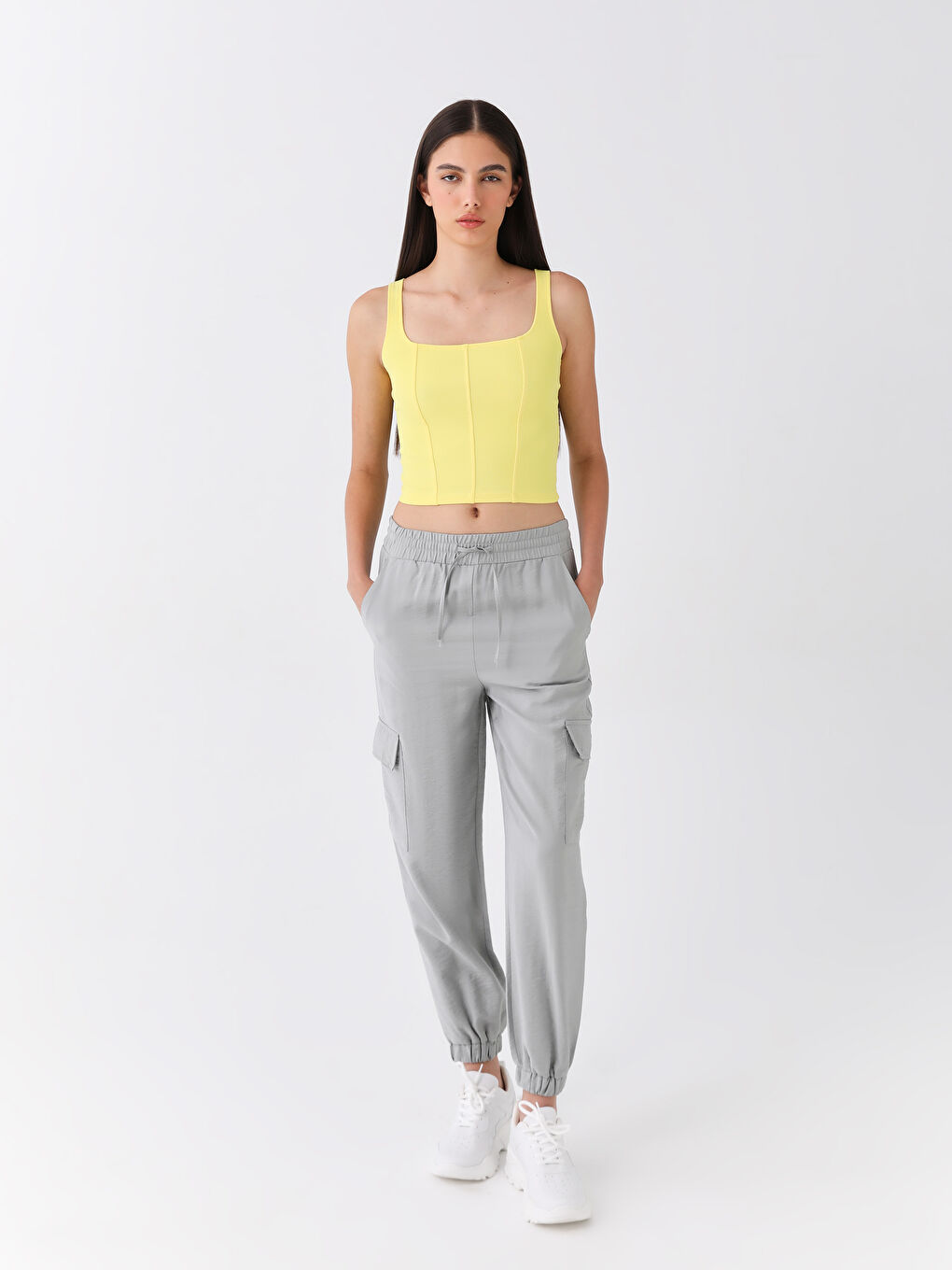 Women's Square Collar Straight Crop -S3FS53Z8-FRL