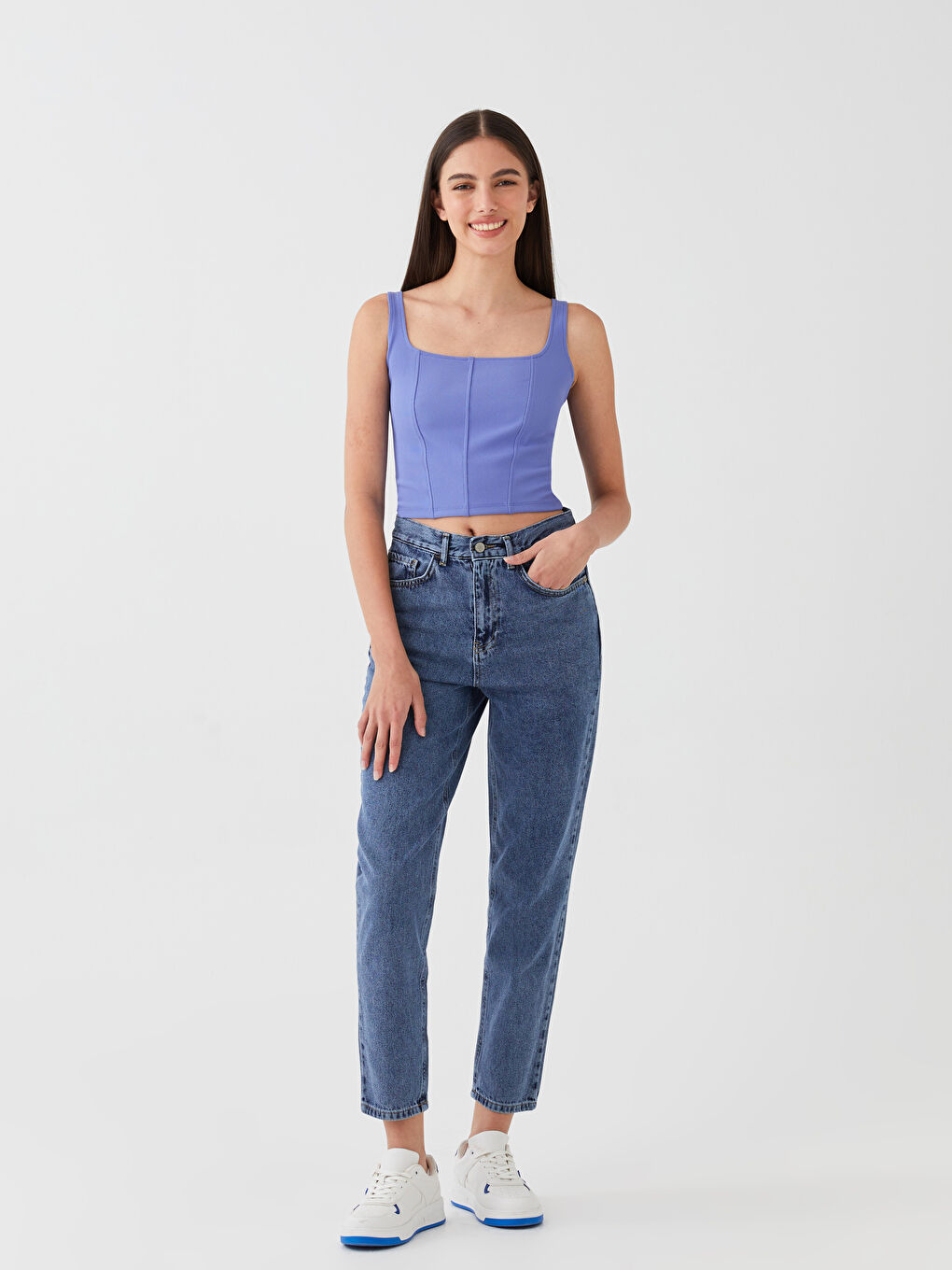Women's Square Collar Straight Crop -S3FS53Z8-H2E