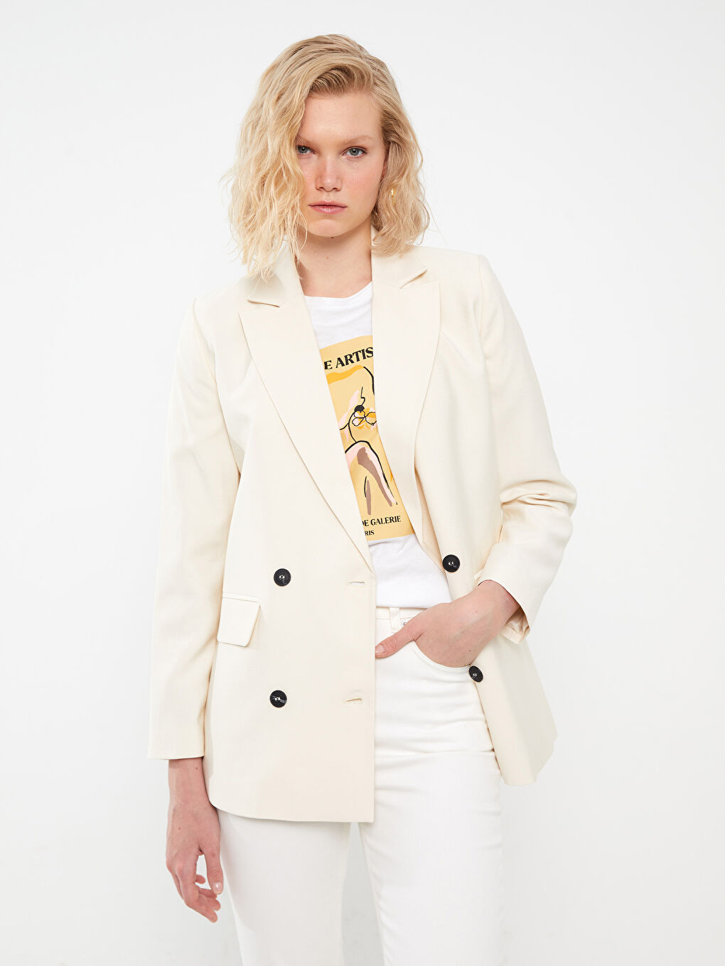 جاكيت بليزر كم طويل سادة للسيدات