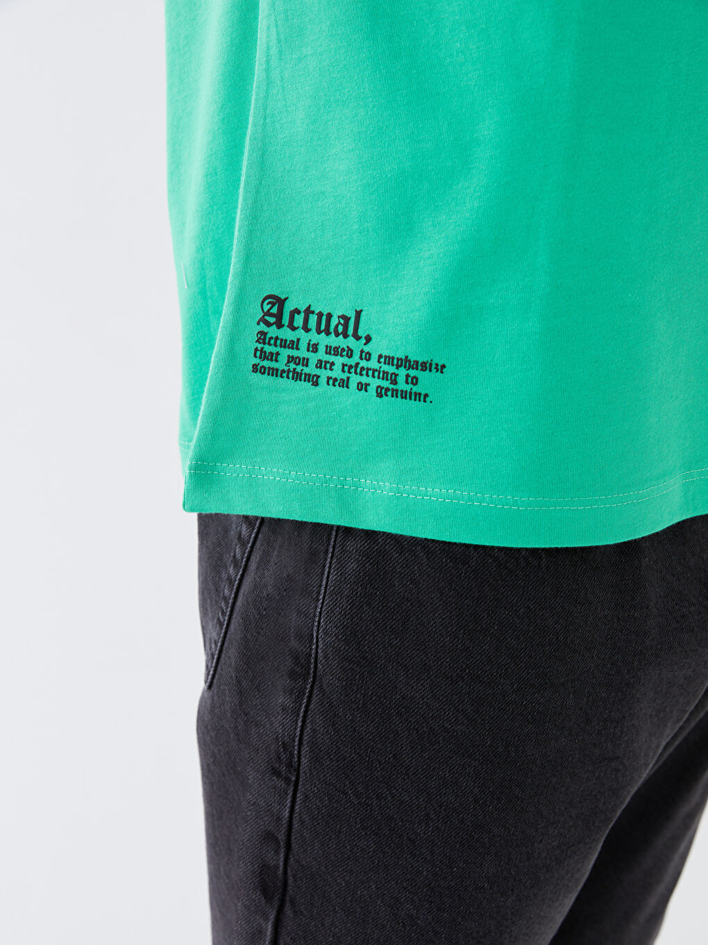 Yeşil Bisiklet Yaka Kısa Kollu Baskılı Penye Erkek Tişört-3