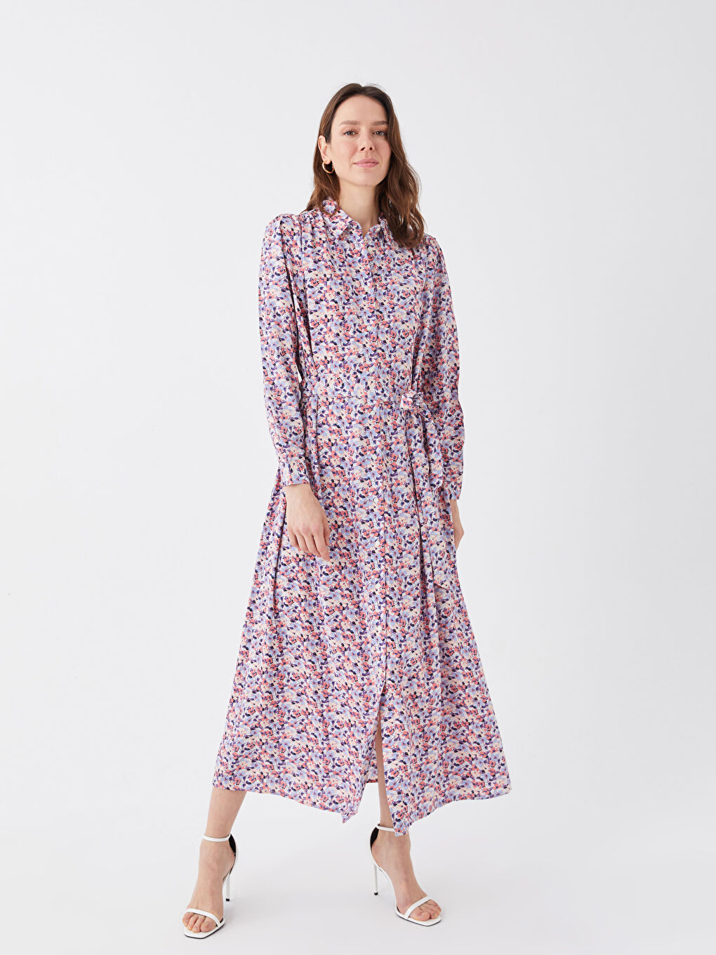 LCWAIKIKI Classic Floral Oversize Women's Shirt Dress -S3FS80Z8-F9C
