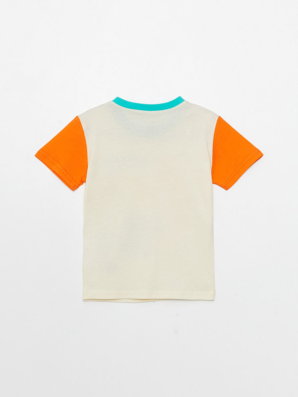 Ekru Bisiklet Yaka Kısa Kollu Baskılı Erkek Bebek Tişört-1