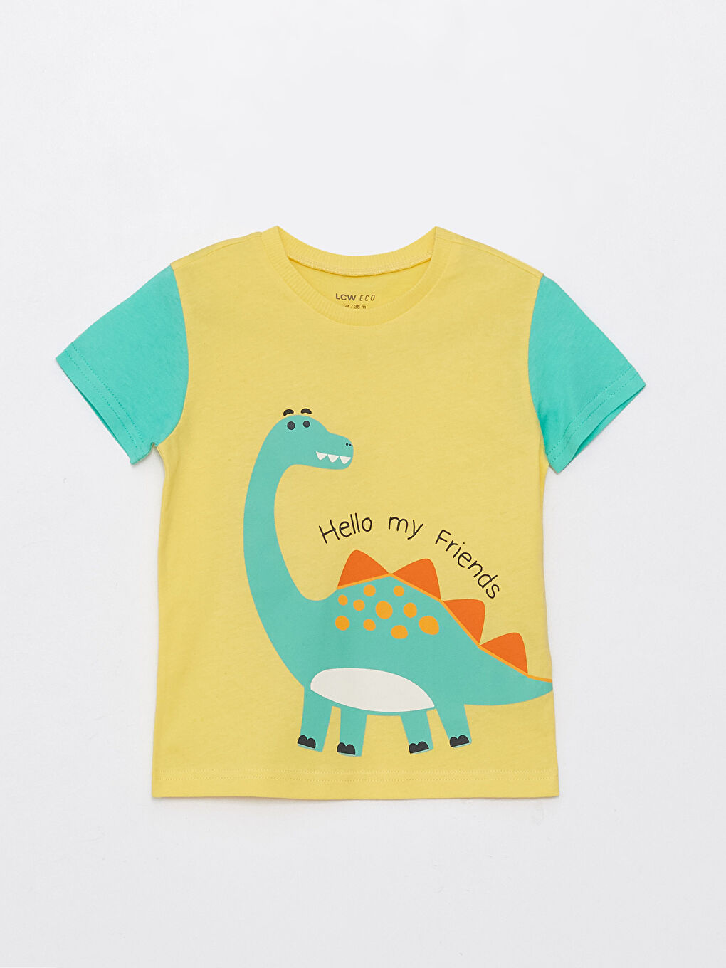 Sarı Bisiklet Yaka Kısa Kollu Baskılı Erkek Bebek Tişört-3