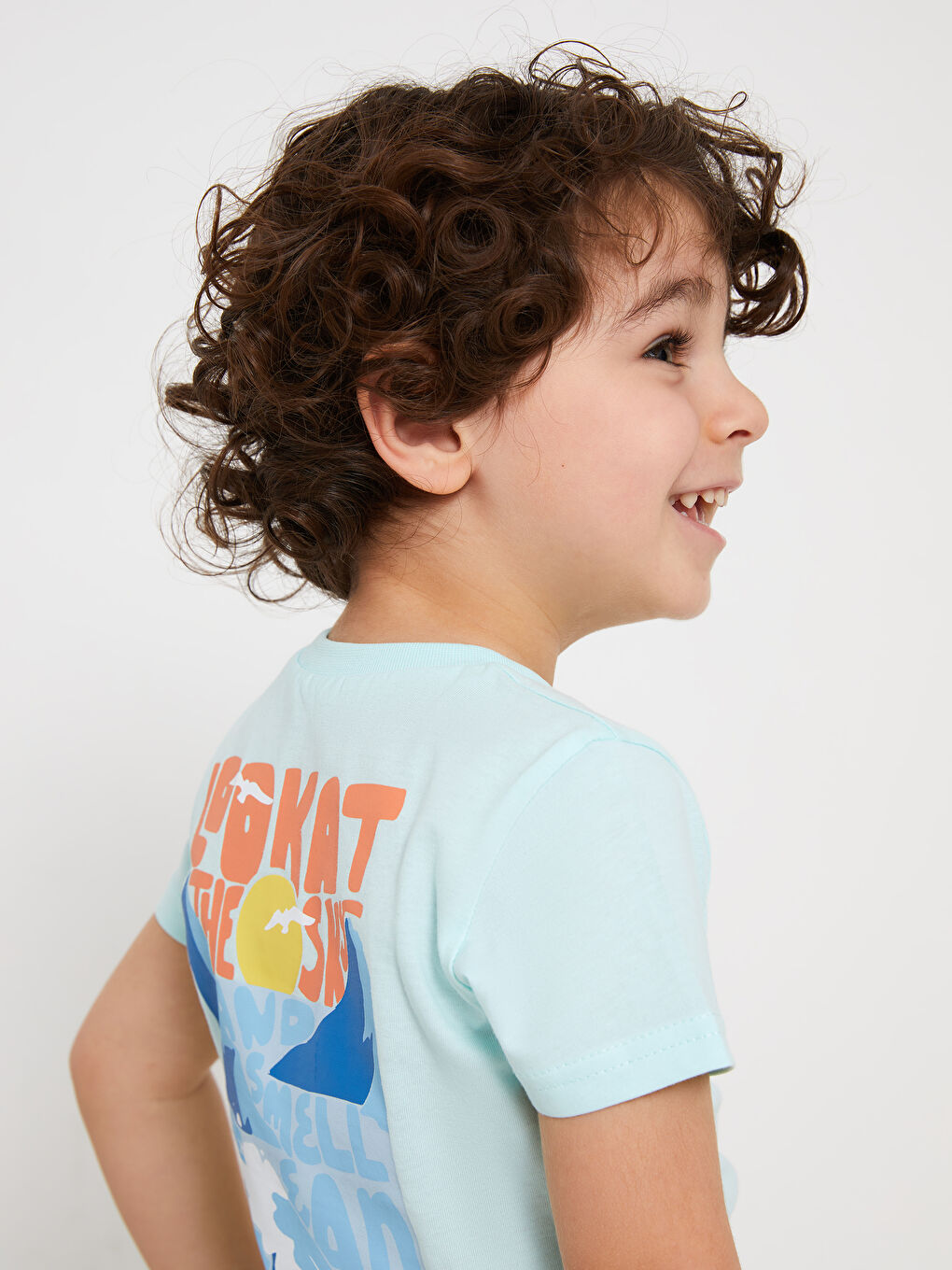 Mavi Bisiklet Yaka Kısa Kollu Baskılı Erkek Bebek Tişört