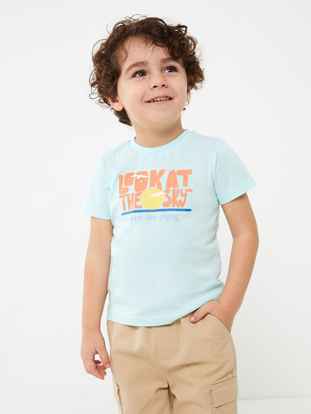 Mavi Bisiklet Yaka Kısa Kollu Baskılı Erkek Bebek Tişört-1