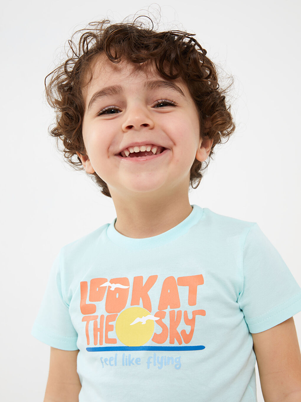 Mavi Bisiklet Yaka Kısa Kollu Baskılı Erkek Bebek Tişört-2