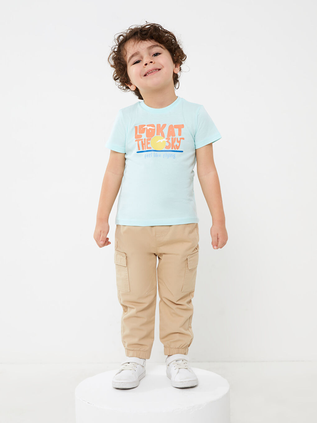 Mavi Bisiklet Yaka Kısa Kollu Baskılı Erkek Bebek Tişört-3