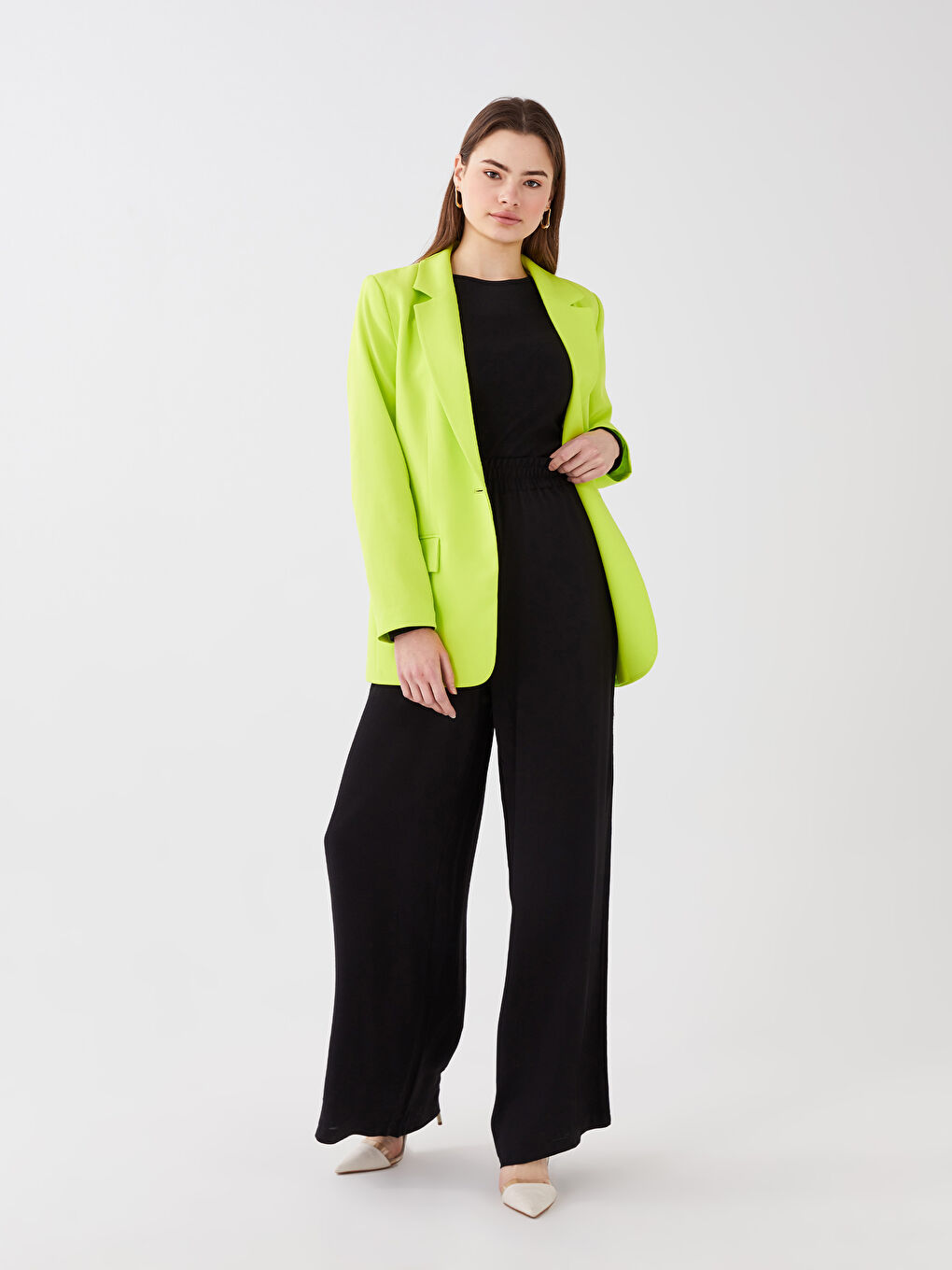 Pantalon Évasé Confortable à Taille Élastique pour Femmes-1