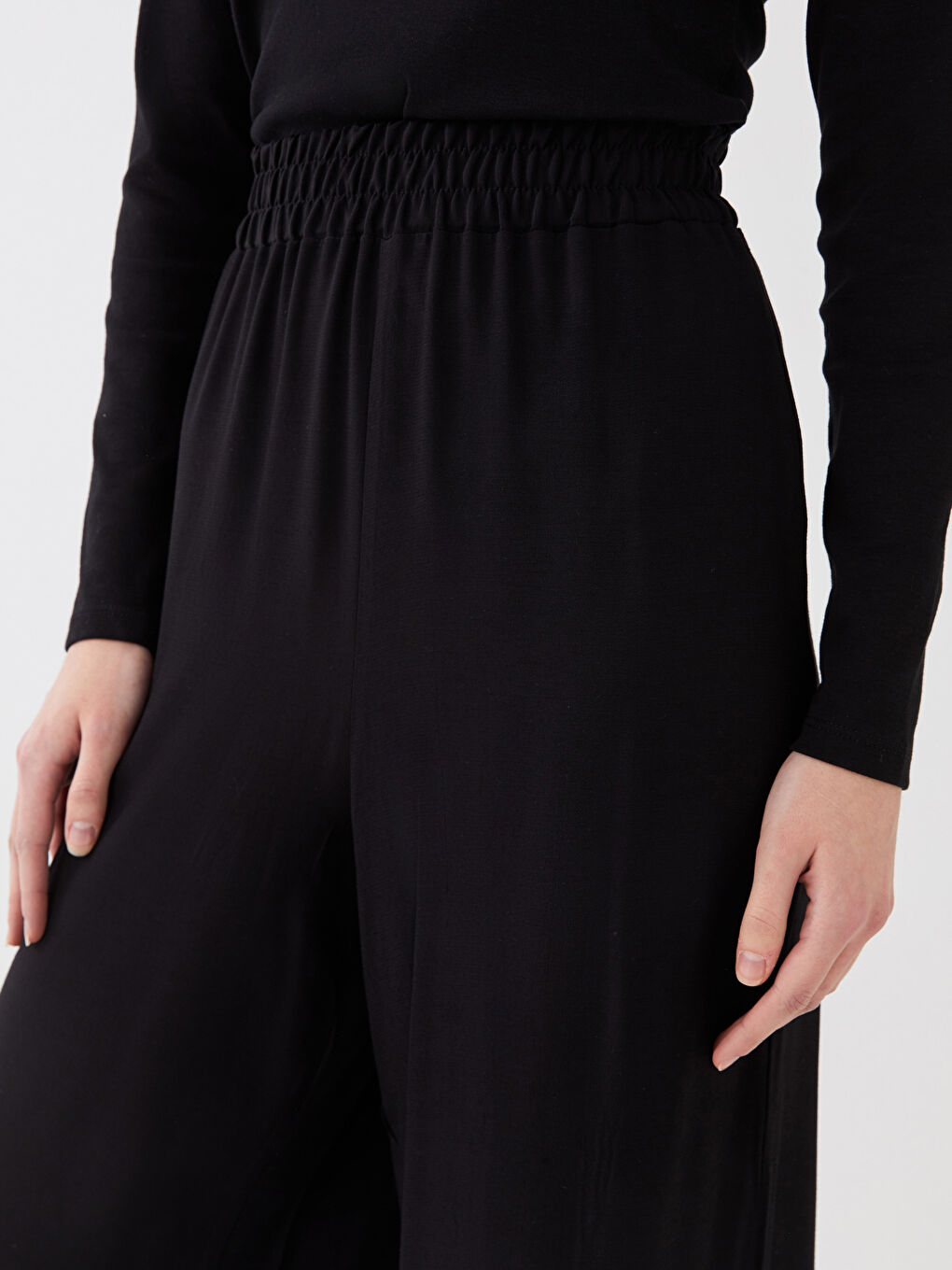 Pantalon Évasé Confortable à Taille Élastique pour Femmes-2