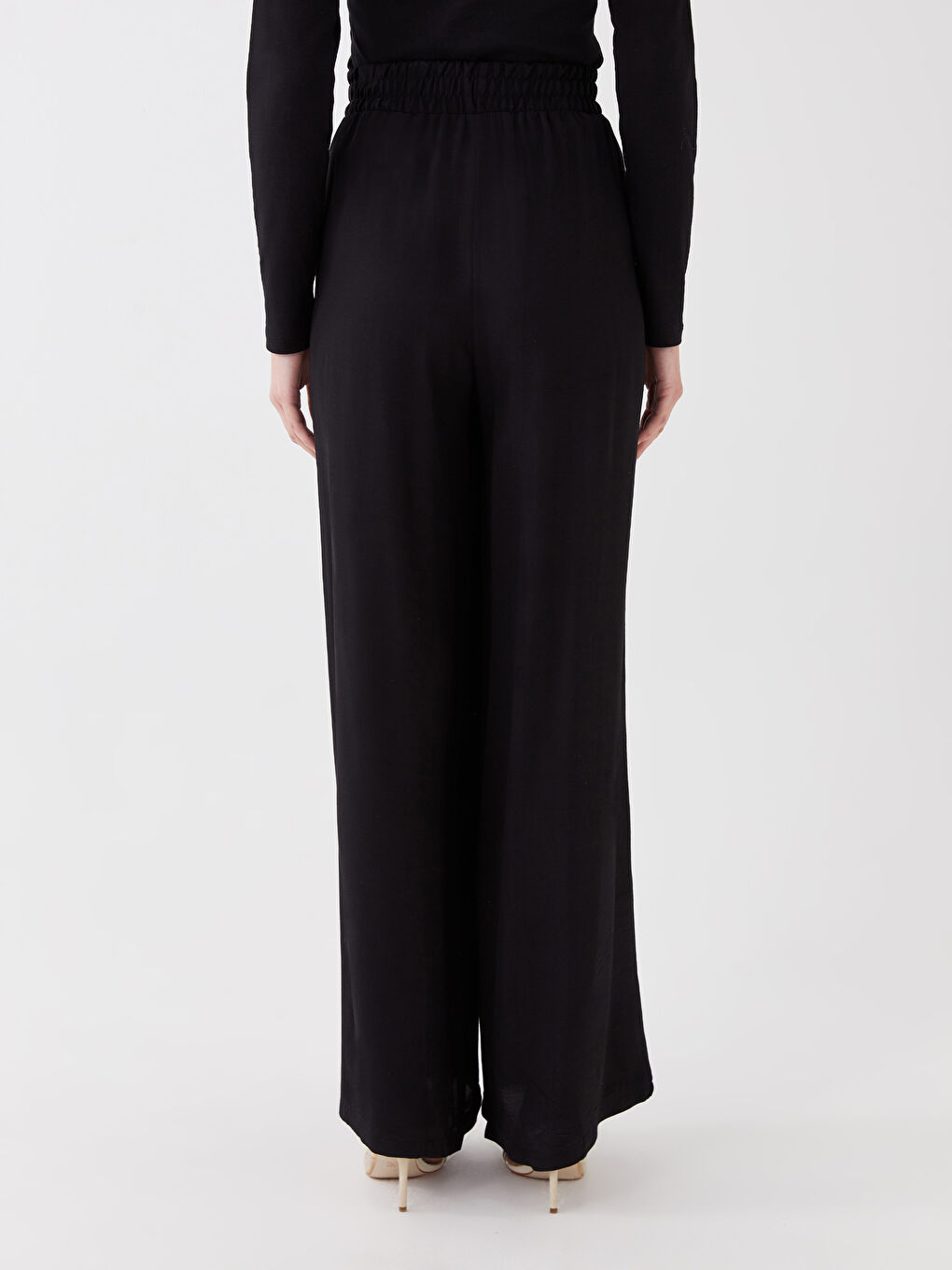 Pantalon Évasé Confortable à Taille Élastique pour Femmes-4