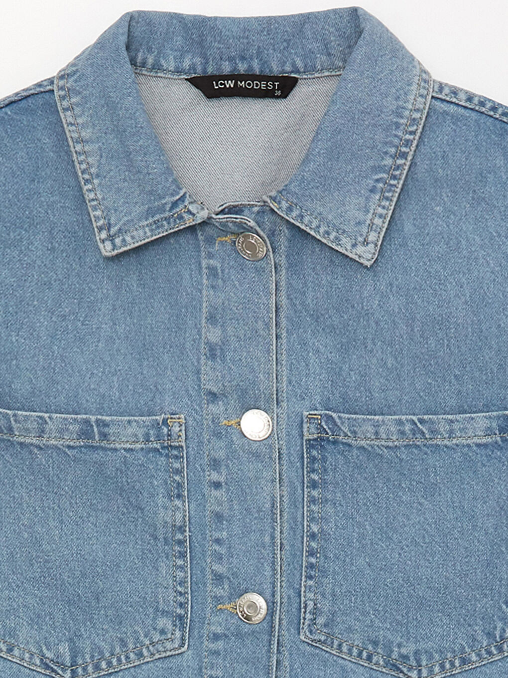 Women's Shirt Neck Regular Jean Vest-7