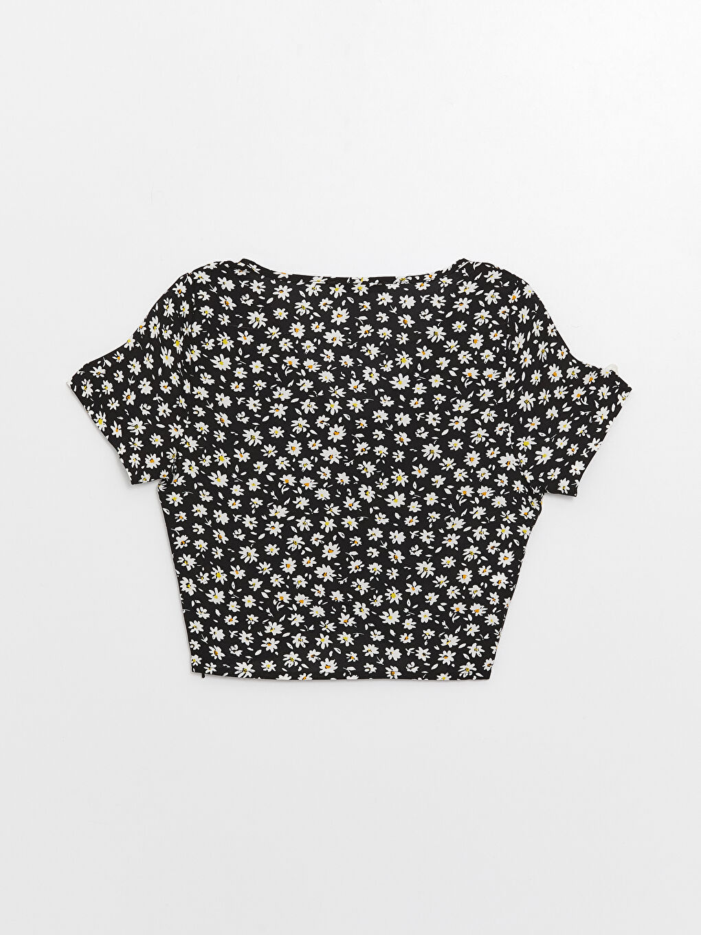 Blouse Coupe Courte à Manches Courtes Florale à Encolure en V pour Femmes-6