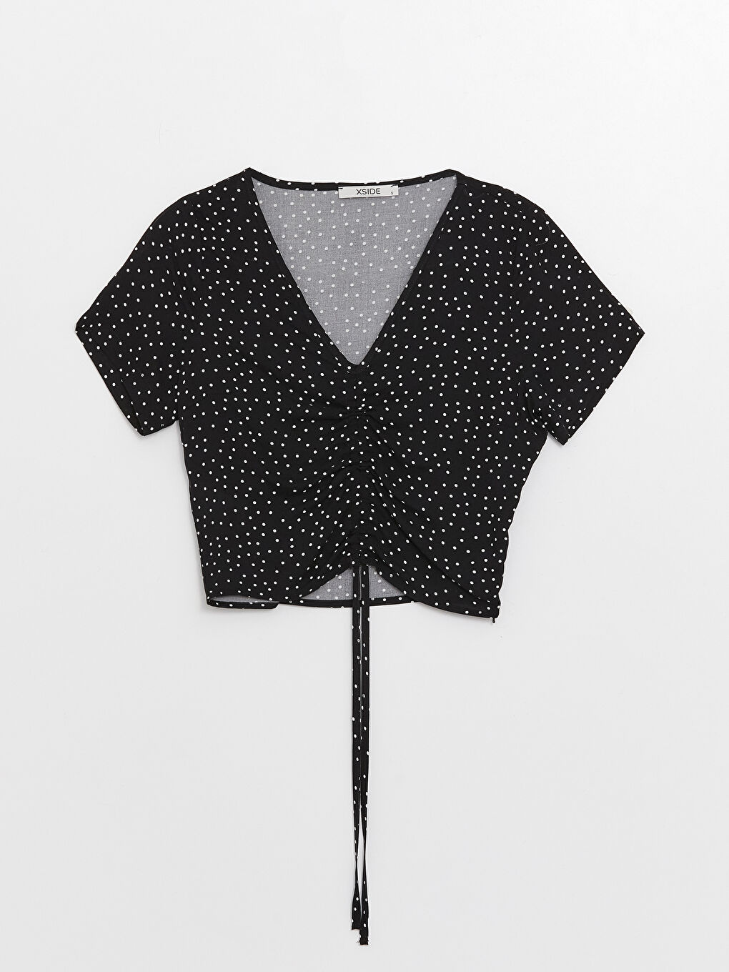 V-Neck Polka Dot Short Sleeve Crop Women's Blouse-5