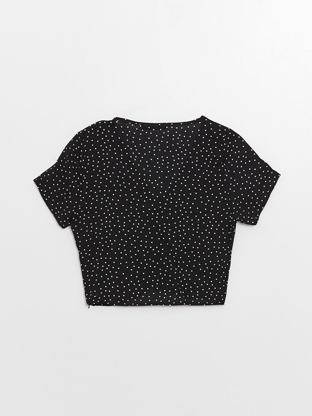 V-Neck Polka Dot Short Sleeve Crop Women's Blouse-6