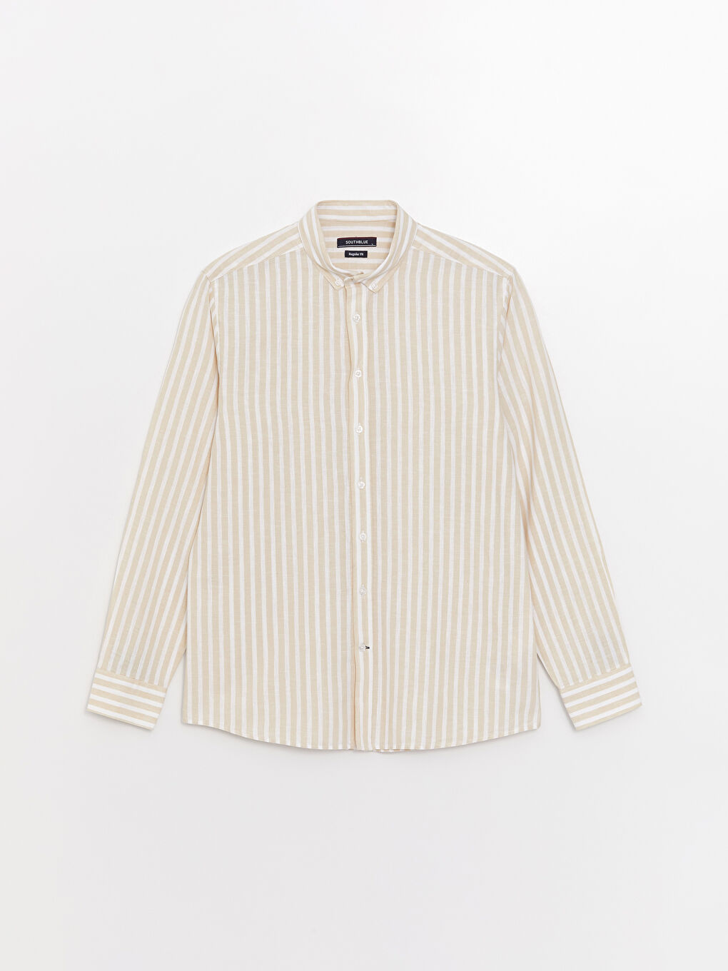 ерлерге арналған ұзын жең жолақты стандартты пішім жейде-5